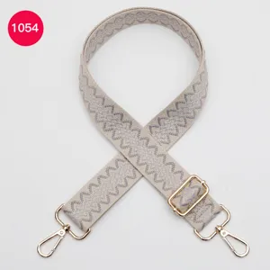 Replacement bag strap adjustable woven shoulder crossbody strap with gold metal hardware parts.