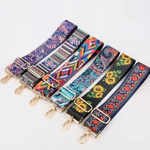 Ethnic Style Wide Bag Strap Adjustable Crossbody Shoulder Strap Colorful Geometric Pattern Webbing Handbag Strap
