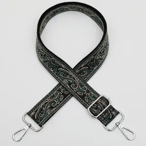 Sangle de sac à bandoulière ethnique tissée de rechange avec boucles en métal réglables.