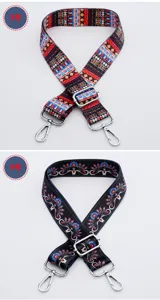 Ethnic style adjustable bag strap replacement, colorful woven shoulder crossbody strap for women.