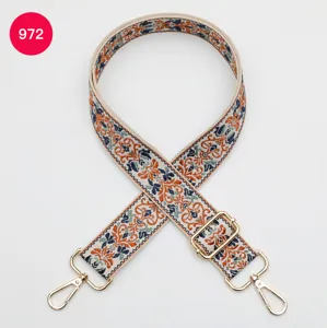 Colorful ethnic jacquard bag strap wide adjustable replacement crossbody bag accessory.