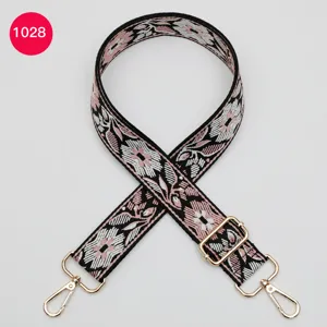 Ethnic floral wide bag strap replacement adjustable jacquard shoulder crossbody strap accessories