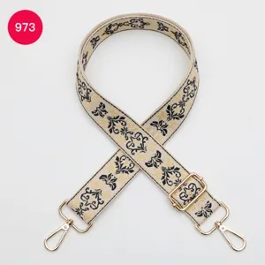 Adjustable 3.8cm wide jacquard bag strap, ethnic style shoulder strap replacement.