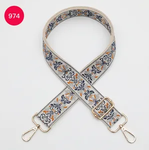 Ethnic jacquard wide bag strap adjustable shoulder replacement strap for crossbody bags.