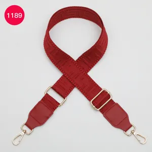 Red wide bag strap replacement adjustable crossbody shoulder strap with gold hardware