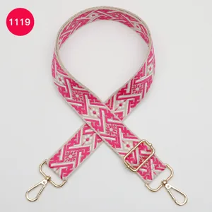 Courroie de sac tissée jacquard de rechange pour femme, bandoulière réglable avec quincaillerie dorée.
