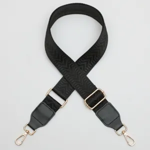 Black chevron wide bag strap replacement adjustable crossbody strap for women shoulder bags