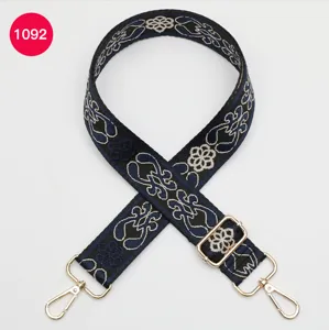 Ethnic style jacquard wide bag strap replacement adjustable shoulder cross belt.