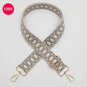 Vervangende tassenriem, verstelbare crossbody jacquard schouderriem met goudkleurig beslag.