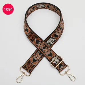 Ethnic jacquard wide bag strap replacement adjustable crossbody shoulder strap for women