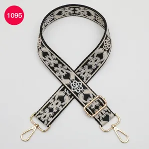 Ethnic style jacquard wide bag strap replacement adjustable shoulder crossbody strap
