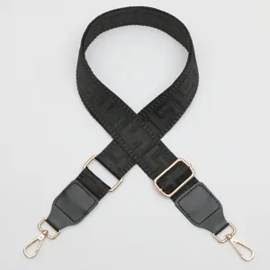 Replacement wide bag strap with adjustable buckle, stylish geometric pattern for crossbody bags.