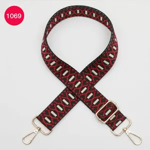 Vervangende handtasriem verstelbaar jacquard geweven schouderband rood zwart accessoire.