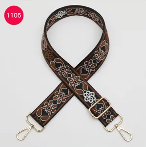 Ethnic jacquard wide bag strap replacement adjustable crossbody shoulder strap for women.