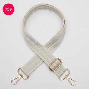 Wide adjustable bag strap replacement woven shoulder strap with gold hardware for crossbody bags