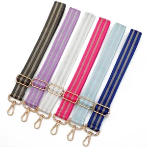 Wide Adjustable Replacement Bag Strap Colorful Webbing Crossbody Purse Strap With Metal Hooks Fashion Bag Accessory