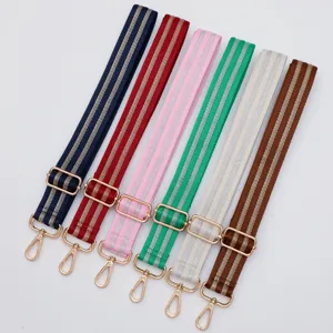 Fashion wide replacement bag strap adjustable multi-color striped canvas shoulder strap