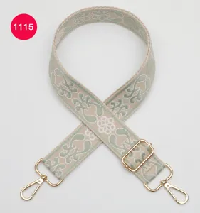Ethnic jacquard wide bag strap replacement adjustable cross body strap accessories detail view