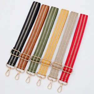 Adjustable wide replacement bag strap with gold metal hardware versatile cross-body strap