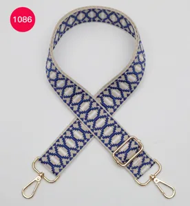 Vervangende tassenriem voor schoudertas, verstelbare blauwe jacquard schouderband.