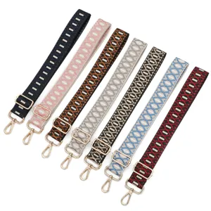 Vervangende Tasriem Verstelbaar Geometrisch Jacquard Geweven Schouderriem Crossbody Handtas Riem Met Metalen Gesp Accessoire