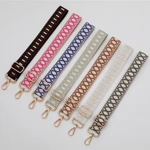 Verstelbare jacquard tasriem vervanging, stijlvolle geweven schouderband voor dames.