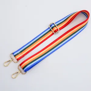 Colorful striped adjustable bag strap, replacement shoulder strap for crossbody bags.