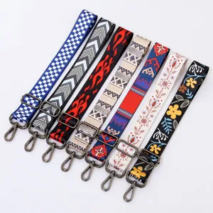 Wide adjustable bag strap replacement colorful ethnic shoulder crossbody strap for women.