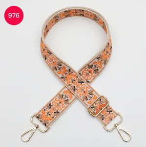 Wide embroidered bag strap replacement adjustable ethnic cross body shoulder strap 3.8cm