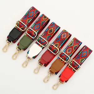 Ethnic style colorful adjustable bag strap replacement crossbody strap for women shoulder bags