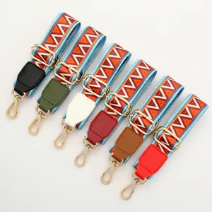 Ethnic style colorful woven adjustable bag strap replacement for shoulder crossbody bags