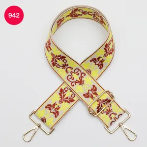 Wide ethnic style jacquard bag strap 5cm adjustable replacement shoulder strap for crossbody bags.