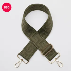 Adjustable 5cm wide replacement shoulder strap with stylish labyrinth pattern and gold hardware.