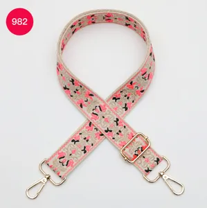 Adjustable colorful ethnic woven bag strap 3.8cm wide replacement for shoulder bag