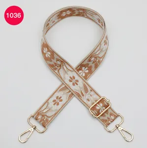 Boho floral jacquard bag strap replacement, wide ethnic shoulder strap for crossbody bags.