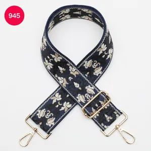 Jacquard wide bag strap replacement, ethnic floral embroidered shoulder strap, 5cm width.