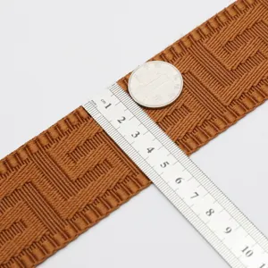 Brown geometric maze pattern woven bag strap 5cm wide adjustable crossbody strap
