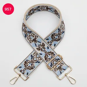 Jacquard wide bag strap ethnic retro floral shoulder strap replacement accessory 5cm width