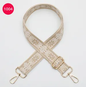 Correa de bolso ancha étnica jacquard de repuesto bandolera con herrajes dorados