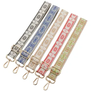 Estilo Étnico Correa Ancha para Bolso de Poliéster Jacquard Geométrico Flor Reemplazo de Correa de Hombro Con Cierre de Metal Ajustable Espesada Extensión de Longitud Para Bolso de Mano Accesorios de Bolsos Mujer