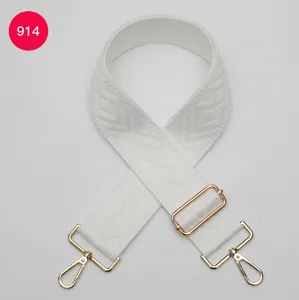 Sangle de sac blanche large et reglable bandouillere de rechange avec boucles dorees