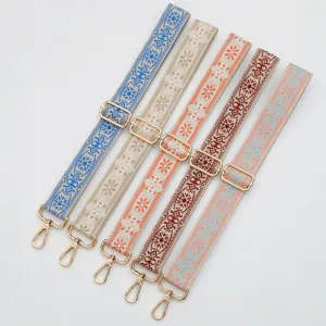 Correa de bolso ancha de jacquard étnico colorido de repuesto ajustable para mujer