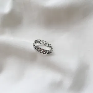 Anello Aperto a Catena in Argento Sterling 925 Vintage per Donna Anello a Fascia Regolabile Geometrico Invecchiato Gioielli in Argento Antico Regalo