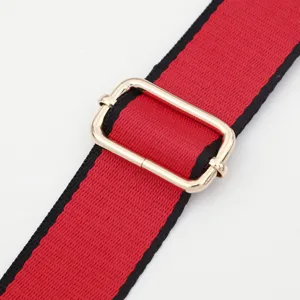 Correa de hombro de lona roja y negra ajustable de repuesto para bolsos y carteras.