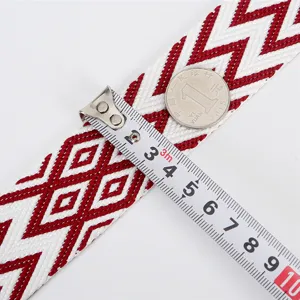 Ethischer Stil rot weiß gewebter Taschenriemen geometrisches Muster Ersatz Schultergurt.