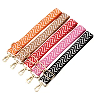 Adjustable Wide Cotton Bag Strap Jacquard Pattern Replacement Shoulder Strap Colorful Crossbody Webbing Belt For Women Handbag Accessories