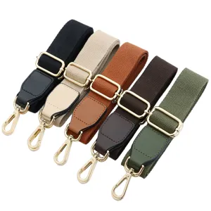 Solid Color Cotton Linen Webbing Bag Strap Adjustable Crossbody Shoulder Strap Replacement Belt With Metal Clasp For Handbags Unisex Accessories