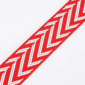Red and white woven bag strap, stylish jacquard crossbody strap, adjustable replacement strap.