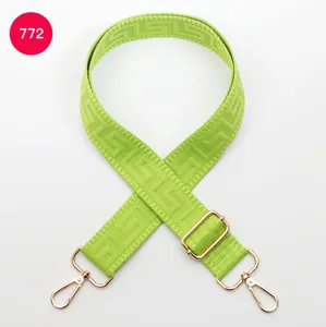 Green Woven Bag Strap Adjustable Crossbody Replacement Strap with Gold Hardware