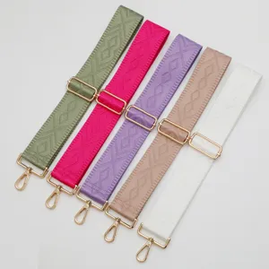 Sangle de sac ajustable large bandouliere coloree en tissu tresse de rechange 5cm